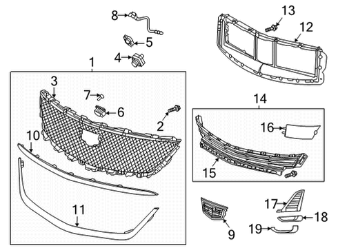2022 Cadillac CT5 Grille & Components Front Camera Bezel Diagram for 42664825