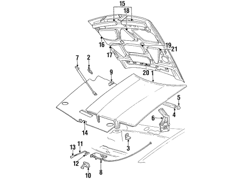 1989 Chrysler TC Maserati Hood & Components Release-Assembly-I/S Hood Latch Release Diagram for 4534670