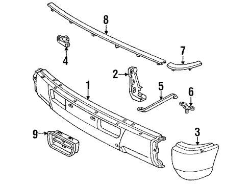 1992 Toyota Land Cruiser Front Bumper Extension Diagram for 52102-60030