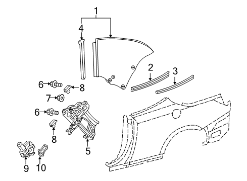 2013 Lexus IS250 Quarter Panel - Glass & Hardware Regulator Sub-Assy, Quarter Window, LH Diagram for 69804-53030