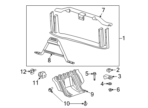 2002 Chevrolet Tahoe Radiator Support Support Brace Diagram for 15223722