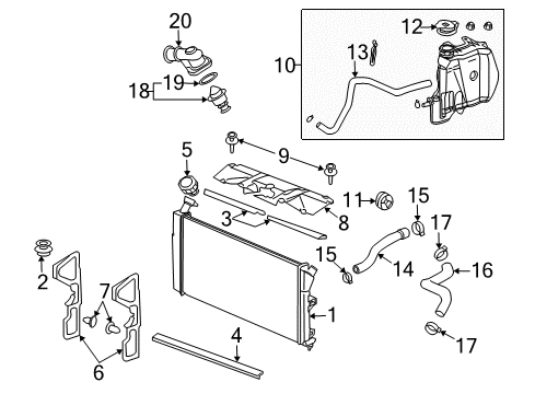 2008 Buick LaCrosse Radiator & Components Upper Hose Diagram for 15835990