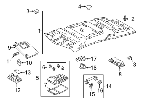 2022 Lexus RX350L Interior Trim - Roof Cover, Roof Console Diagram for 63652-48010-A0