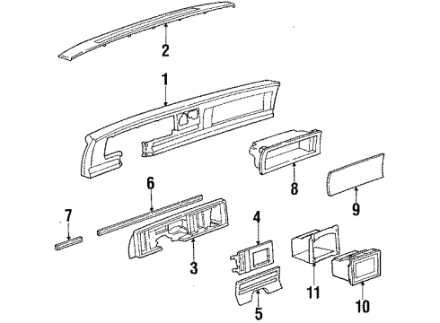 1989 Buick Reatta Instrument Panel Panel Asm Diagram for 1640834