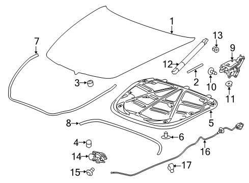 2015 Cadillac CTS Hood & Components, Exterior Trim Hood Plug Diagram for 23177281