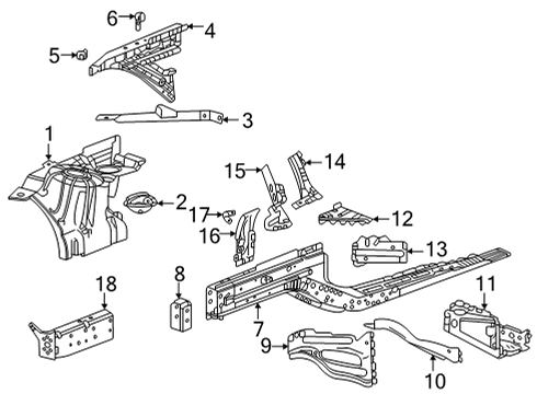 2020 Cadillac CT5 Structural Components & Rails Gutter Diagram for 84808221