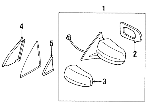 1999 Nissan Maxima Outside Mirrors Mirror Body Cover, Passenger Side Diagram for J6373-40U01