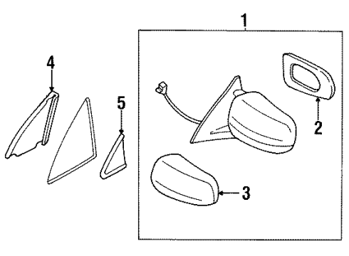 1999 Nissan Maxima Outside Mirrors Inside Mirror Body Cover, Right Diagram for J6373-40U01