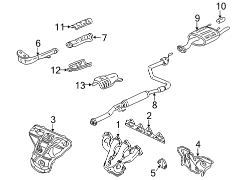 1999 Honda Civic Exhaust Components Muffler Set, Exhuast Diagram for 18030-S04-C90