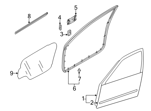1998 Nissan Altima Front Door Weatherstrip-Front Door, LH Diagram for 80831-9E000