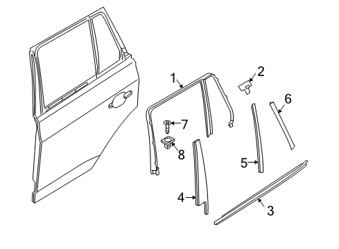 2009 BMW X3 Exterior Trim - Rear Door Outer Weatherstrip, Rear Left Door Diagram for 51353330181