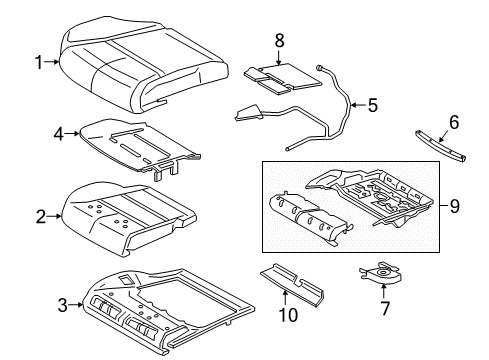 2017 Lincoln Continental Driver Seat Components Seat Cushion Pad Diagram for GD9Z-54632A23-F