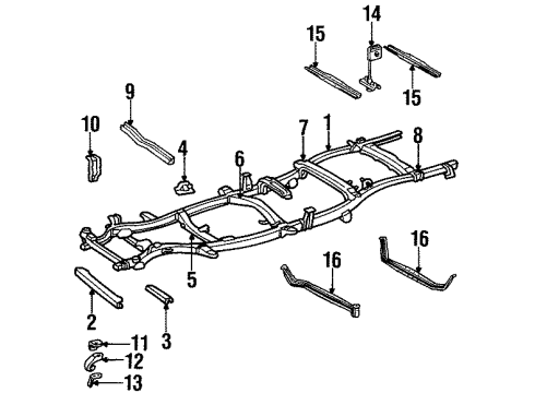 1996 Toyota T100 Frame & Components Stopper Diagram for 51061-35010