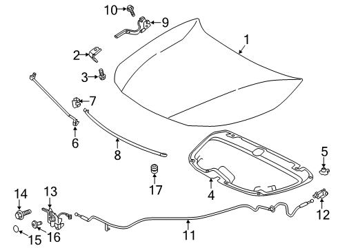 2020 Toyota Corolla Hood & Components Hood Diagram for 53301-12B50