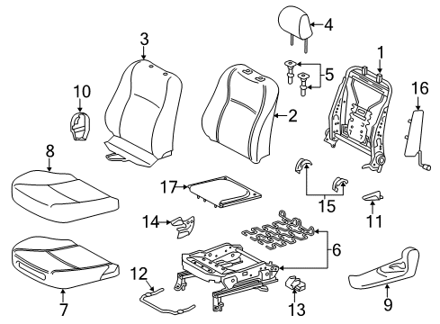 2014 Toyota Yaris Driver Seat Components Seat Cushion Pad Diagram for 71512-52570