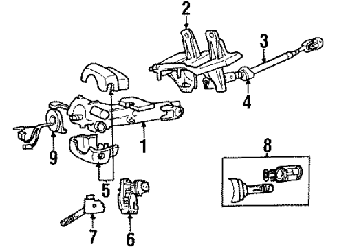 1999 Jeep Cherokee Steering Column, Steering Wheel & Trim, Shroud, Switches & Levers Part Diagram for 4897809AB