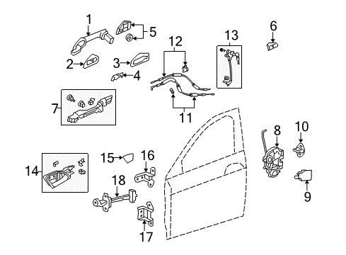 2009 Honda Accord Front Door Handle, Driver Side (Belize Blue Pearl) Diagram for 72181-TA5-A01ZJ