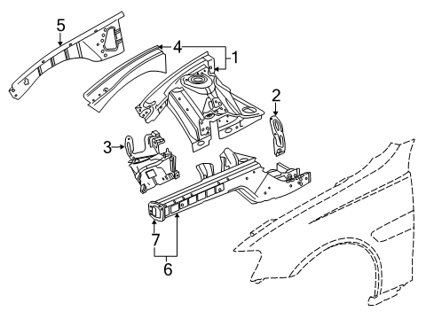 2014 Chevrolet Caprice Structural Components & Rails Front Panel Diagram for 92273376