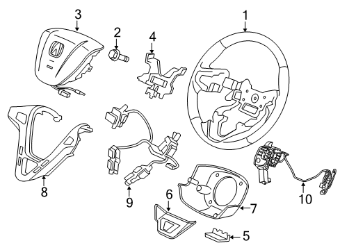 2011 Acura MDX Steering Column & Wheel, Steering Gear & Linkage Switch Assembly, Paddle Shift (Medium Gray) Diagram for 78560-STX-A42ZB