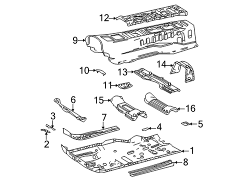2021 Toyota Mirai Floor & Rails Center Floor Pan Diagram for 58113-62904