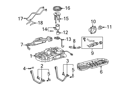 2005 Toyota Tundra Fuel Supply Fuel Tank Strap Diagram for 77603-0C030