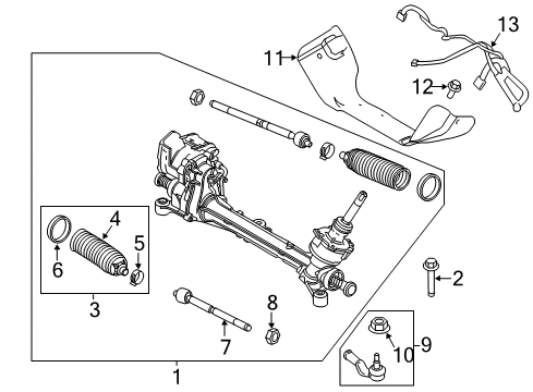 2012 Ford Focus Steering Gear & Linkage Outer Tie Rod Diagram for BV6Z-3A130-B