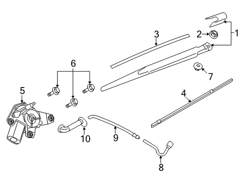 2020 Nissan Rogue Wipers Back Window Washer Nozzle Assembly Diagram for 28972-5HA0A