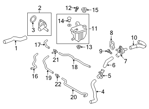 2022 Toyota Corolla Radiator & Components By-Pass Hose Diagram for 16264-37130