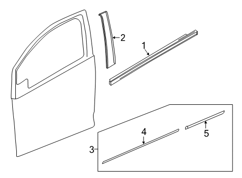 2020 Chevrolet Spark Exterior Trim - Front Door Molding Kit Diagram for 42400429