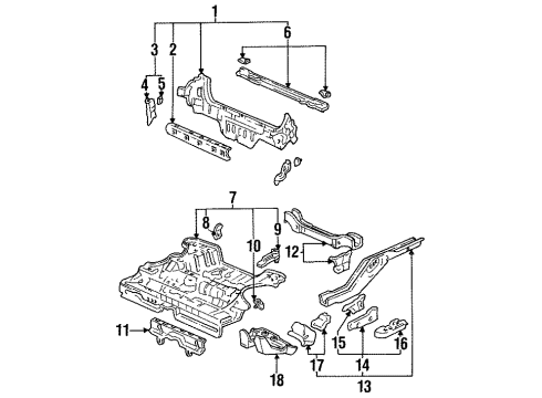 1992 Honda Civic Rear Body Panel Set, RR. Floor Diagram for 04655-SR0-A00ZZ