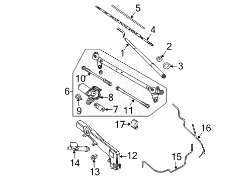 2010 Nissan Pathfinder Wiper & Washer Components Rear Window Wiper Arm Assembly Diagram for 28781-EA500