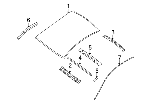 2011 Nissan Altima Roof & Components Reinforce-Roof Side Rail, Outer LH Diagram for 76315-JB130