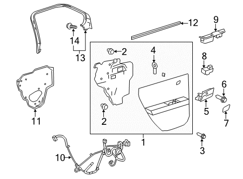 2012 GMC Terrain Interior Trim - Rear Door Upper Trim Diagram for 20830405