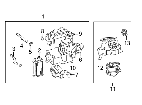 2006 Toyota Tundra Heater Components Blower Assembly Diagram for 87130-0C040