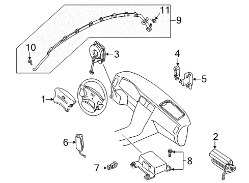 2005 Infiniti Q45 Air Bag Components Sensor-Side Air Bag Center Diagram for 98820-AS525