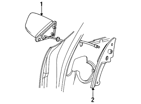 1988 Chrysler New Yorker Outside Mirrors Rectangular Remote Control Mirror Package Diagram for 4299416