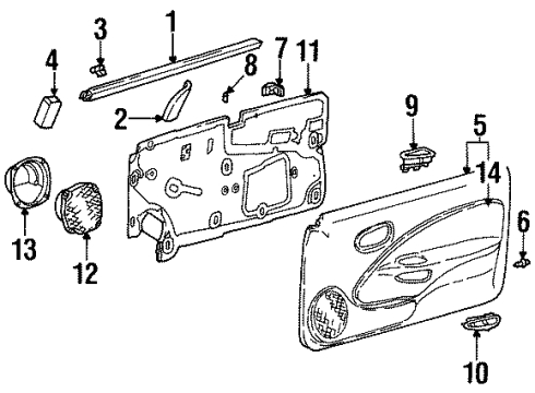 2000 Saturn SC2 Interior Trim - Door Sealingstrip Front Side Door Window Inner Diagram for 21160056