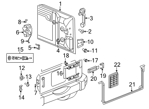 2007 Jeep Wrangler Tail Gate Link-Latch To Outside Handle Diagram for 55395861AA