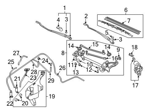 2004 Honda Civic Wiper & Washer Components Motor, Front Wiper Diagram for 76505-S6D-G01