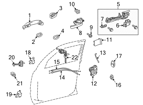 2011 Toyota Land Cruiser Front Door - Lock & Hardware Handle, Outside Diagram for 69210-60100-J0