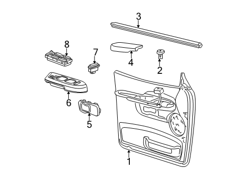 2005 Ford Explorer Sport Trac Interior Trim - Front Door Armrest Pad Diagram for 3L2Z-7824101-AAA