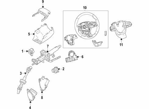 2021 Toyota Sienna Steering Column & Wheel, Steering Gear & Linkage Switch Assembly Diagram for 84250-08180-C0