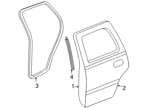 2001 GMC Sierra 1500 Rear Door Door Shell Diagram for 89023022