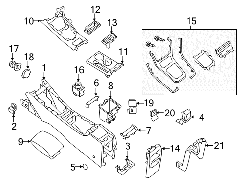 2019 Nissan Sentra Center Console Cover Console Diagram for 96912-3SG0A