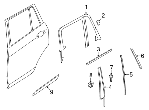 2016 BMW X3 Exterior Trim - Rear Door Moulding Rocker Panel Rear Left Diagram for 51477352557