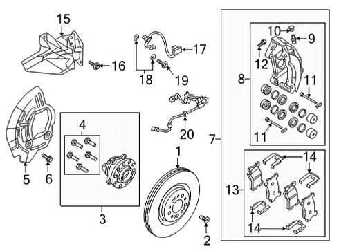 2020 Genesis G90 Anti-Lock Brakes Front Wheel Hub Assembly Diagram for 51750J6500