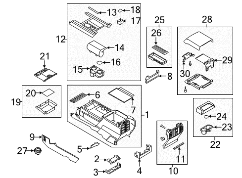 2019 Ford Expedition Console Lid Assembly Diagram for FL3Z-1506024-BF