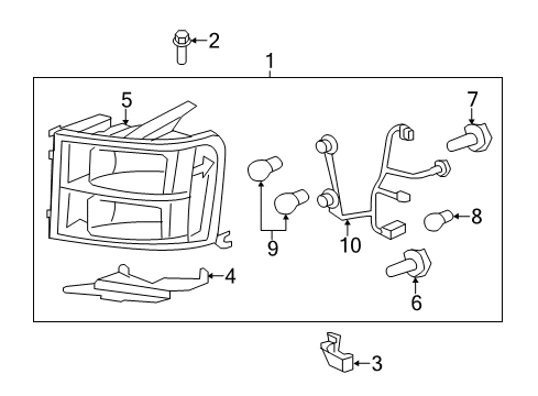 2007 GMC Sierra 1500 Headlamps Headlamp Assembly Lower Bracket Diagram for 15909903