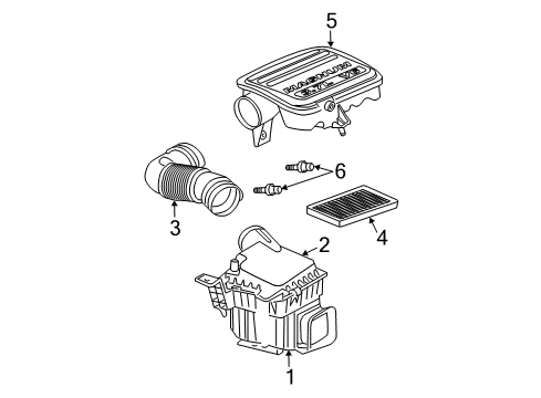 2007 Dodge Durango Filters Engine Air Intake Hose Front Diagram for 53032796AC