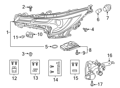 2020 Toyota Corolla Bulbs Headlamp Assembly Seal Diagram for 81134-58340